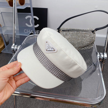 Fashion Triangle Logo Cotton Beret | Luxury Designer French Hat