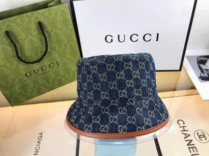 Classic GG Monogram Premium Denim Bucket Hat for Men & Women