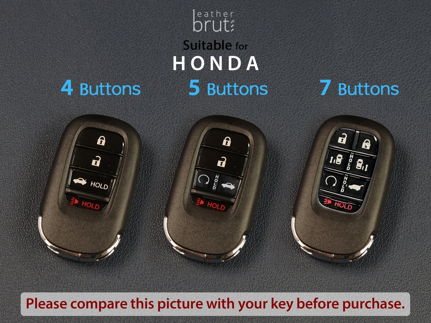 Capa de couro para chave de carro para Honda [2-4/5/7] chaveiro