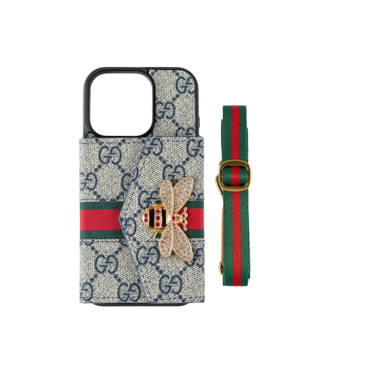 Premium geavanceerde crossbody-iPhone-hoes met kaarthouder & schouderband