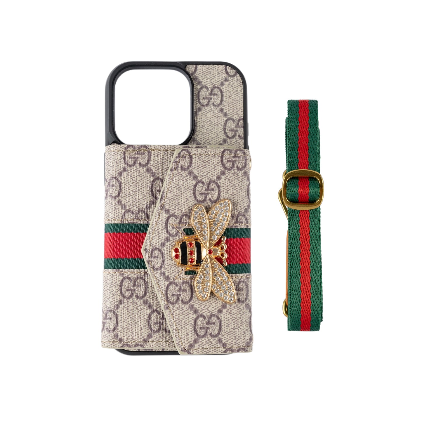 Premium geavanceerde crossbody-iPhone-hoes met kaarthouder & schouderband