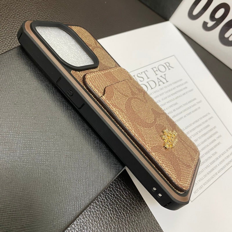 Κλασική θήκη iPhone με θήκη για καφέ -KB241416