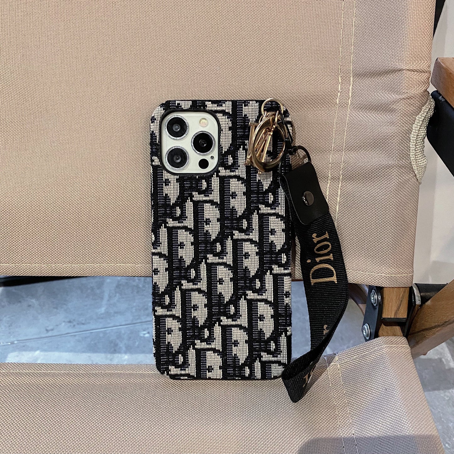 Mode etui til iPhone med rem Sort-GS240315