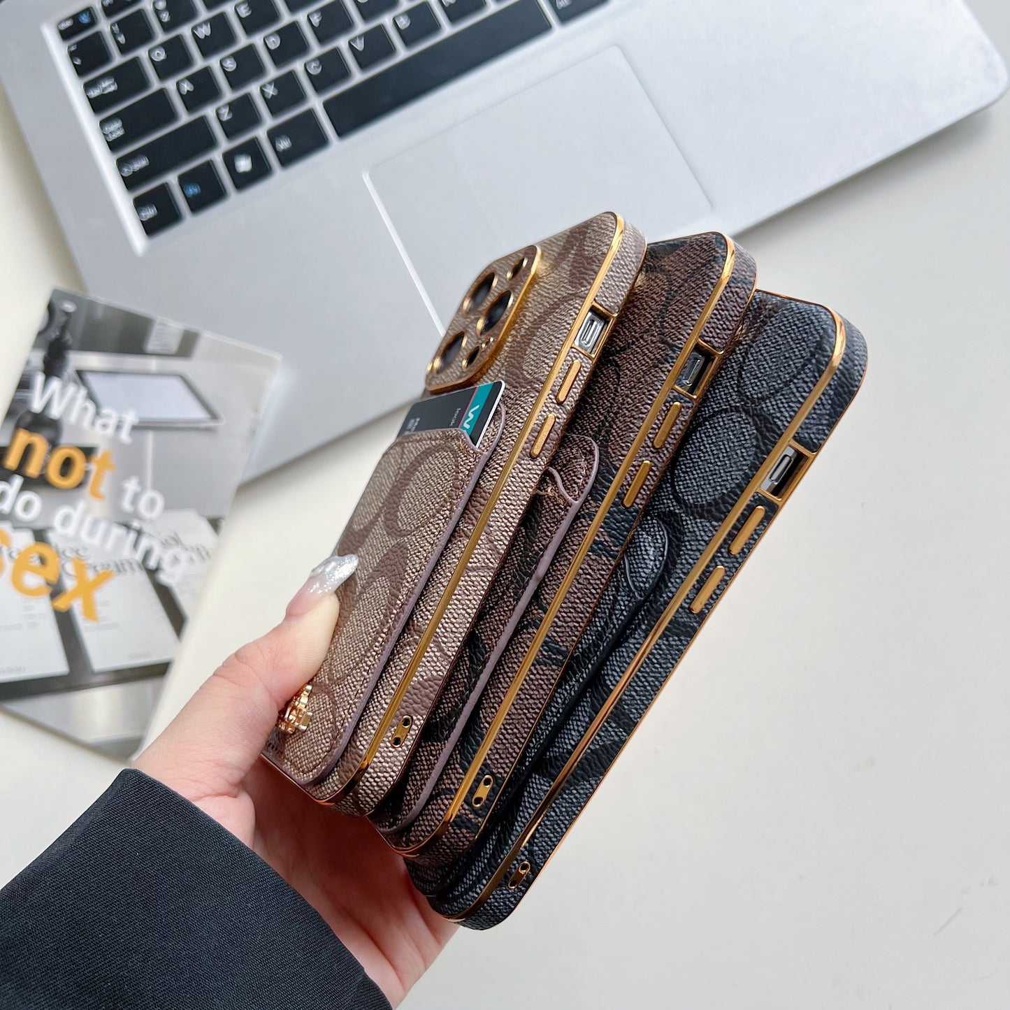 Klassisk iPhone-etui med kortholder Sort -KB241651