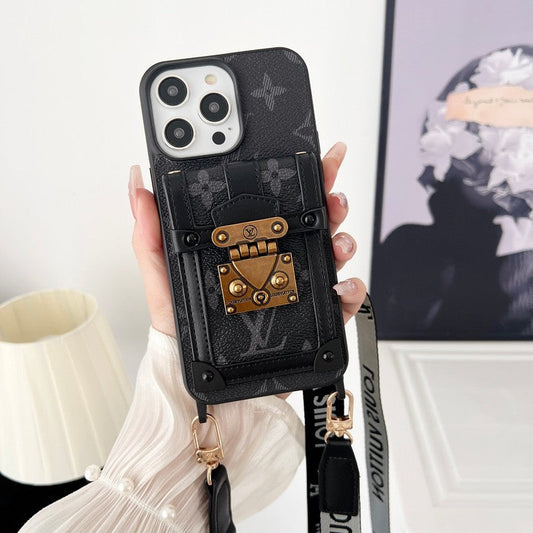 Luxuriöse iPhone-Hülle mit Kette in Schwarz und Weiß
