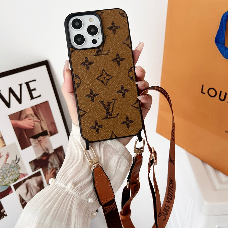 Luxusní hnědé crossbody pouzdro na iPhone