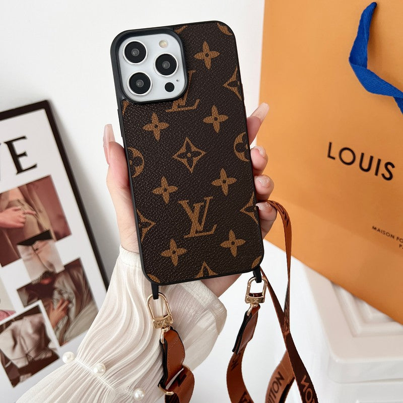 Luxusní hnědé crossbody pouzdro na iPhone