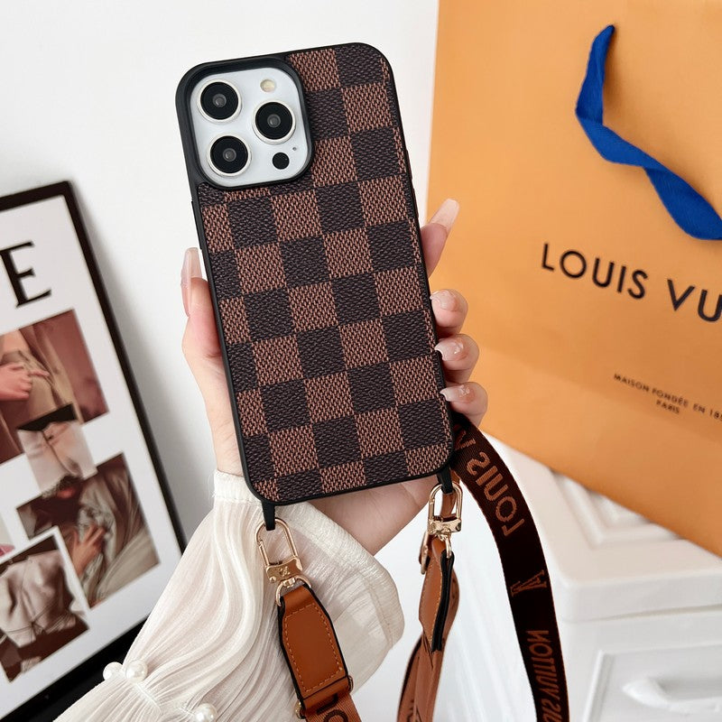 Luxusní hnědé crossbody pouzdro na iPhone