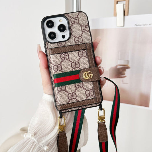 Hochwertige klassische iPhone-Hülle mit Kartentaschenkette