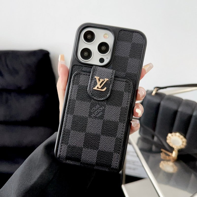 ラグジュアリー ブラック & ホワイト カード バッグ iPhone ケース