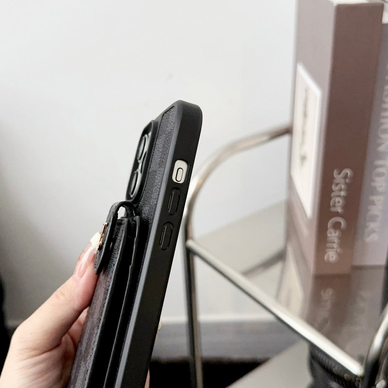 ラグジュアリー ブラック & ホワイト カード バッグ iPhone ケース