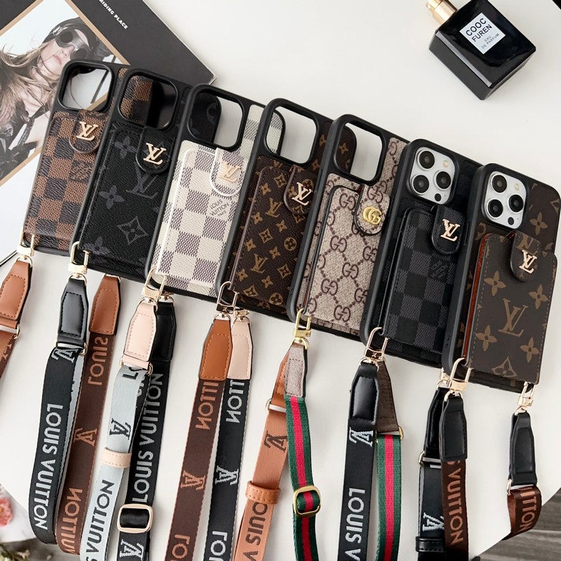 Étui pour iPhone de luxe noir & blanc pour sac à cartes à bandoulière