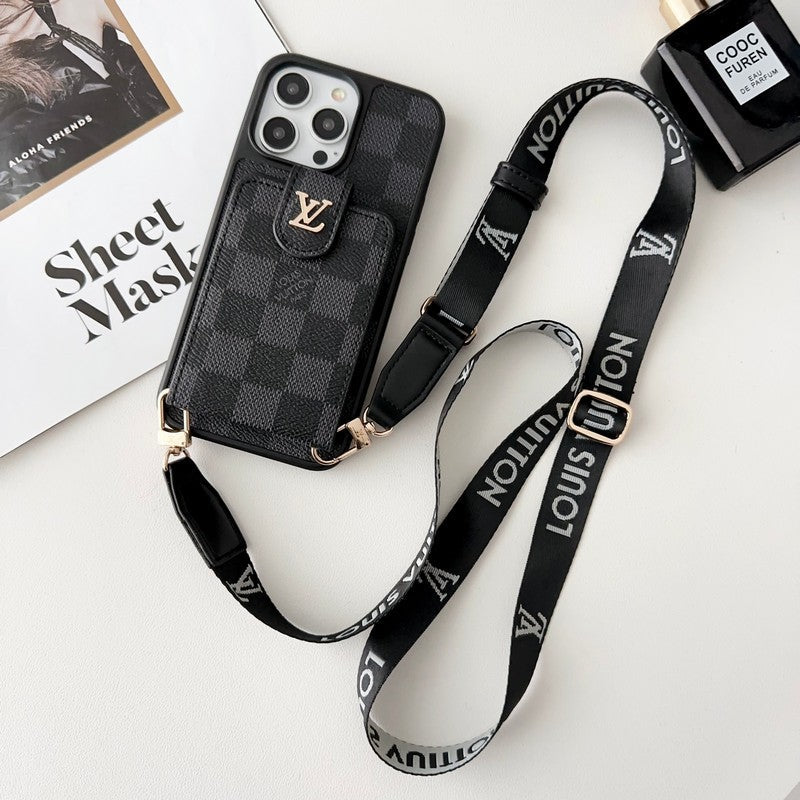 Étui pour iPhone de luxe noir & blanc pour sac à cartes à bandoulière