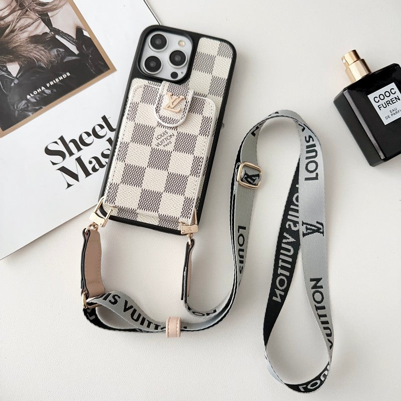 Étui pour iPhone de luxe noir & blanc pour sac à cartes à bandoulière