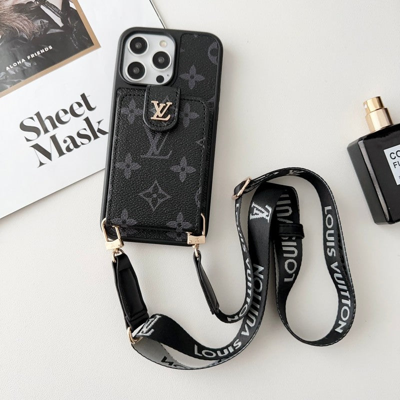 Étui pour iPhone de luxe noir & blanc pour sac à cartes à bandoulière