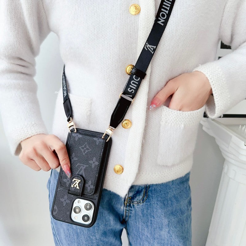 Étui pour iPhone de luxe noir & blanc pour sac à cartes à bandoulière