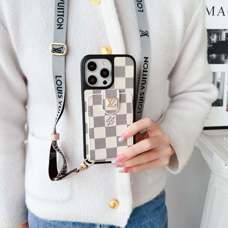 Étui pour iPhone de luxe noir & blanc pour sac à cartes à bandoulière