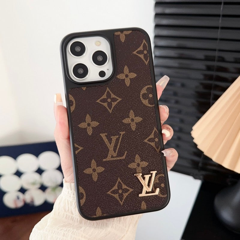 Custodia per iPhone marrone classica di lusso