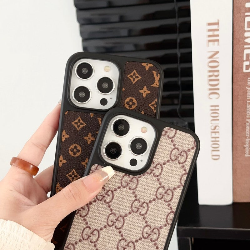 Custodia per iPhone marrone classica di lusso