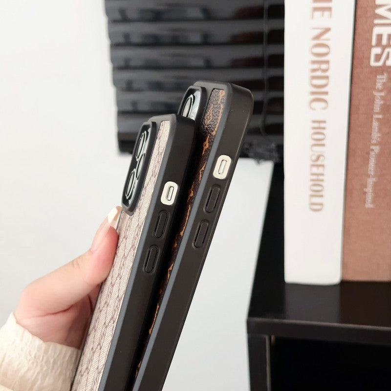 Custodia per iPhone marrone classica di lusso