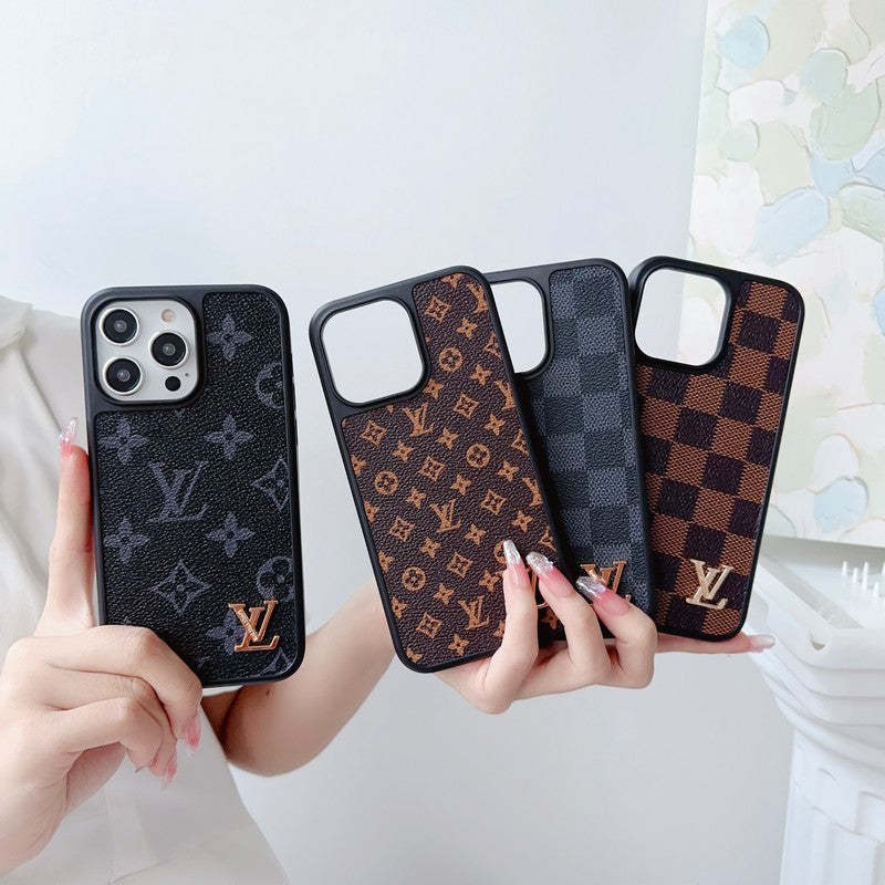 Custodia per iPhone marrone classica di lusso