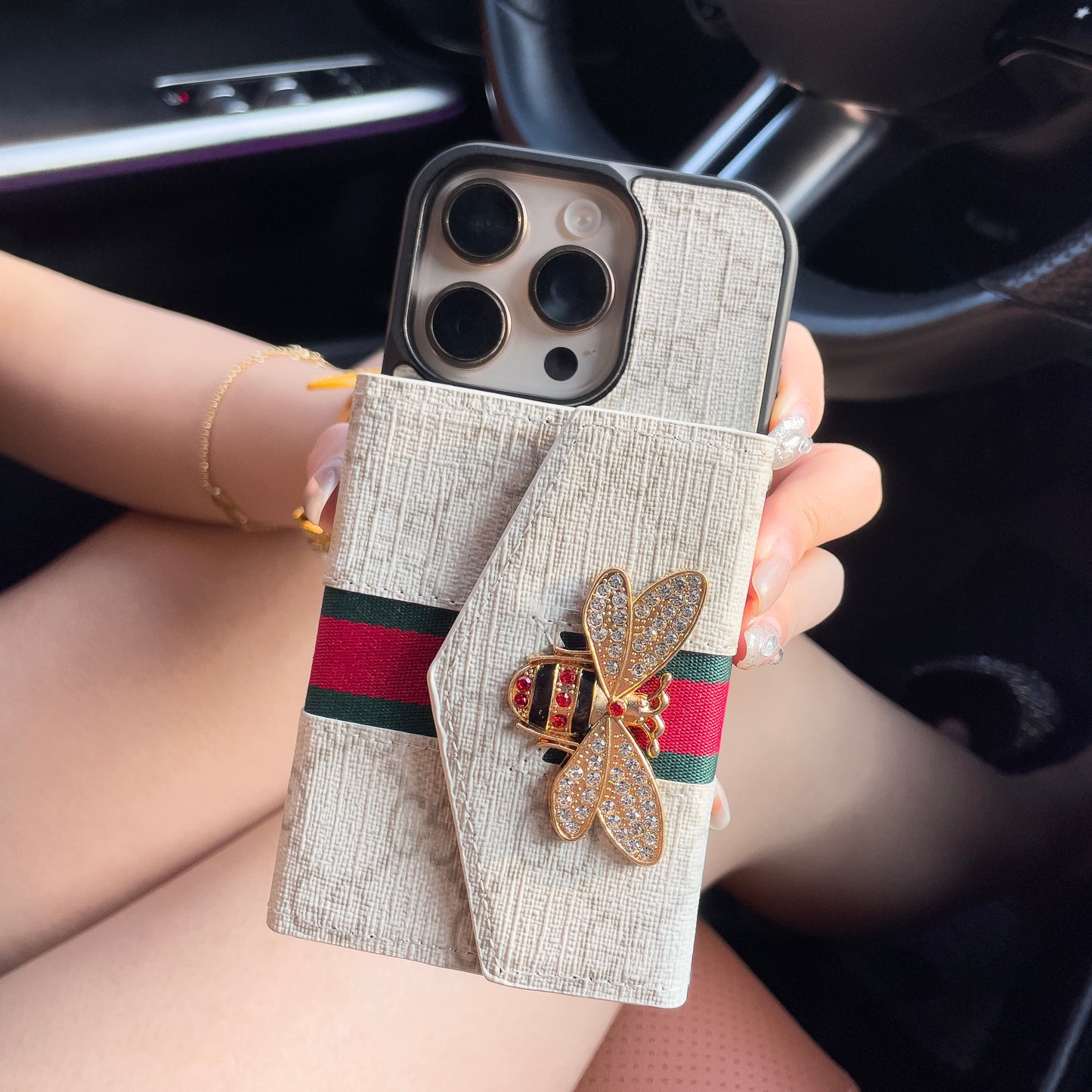 Premium geavanceerde crossbody-iPhone-hoes met kaarthouder & schouderband