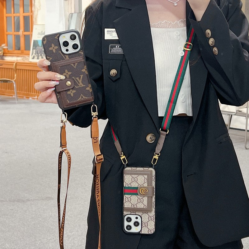 Premium kortveske Crossbody iPhone-deksel