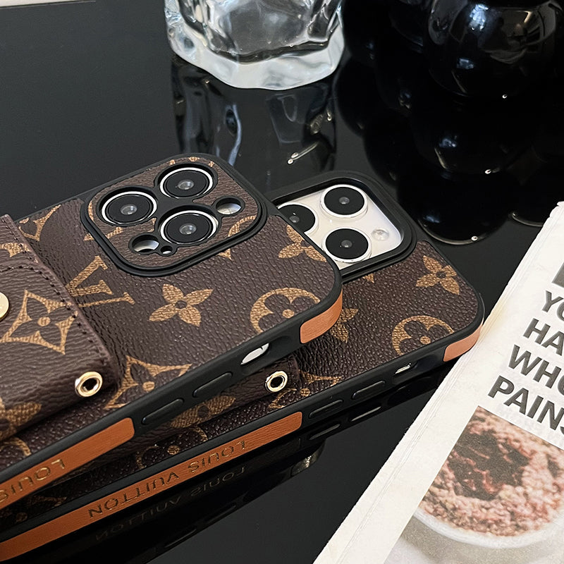 Luxusní Card Bag Řetízek Hnědé pouzdro na iPhone