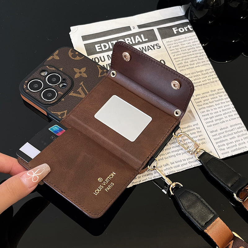 Luxusní Card Bag Řetízek Hnědé pouzdro na iPhone