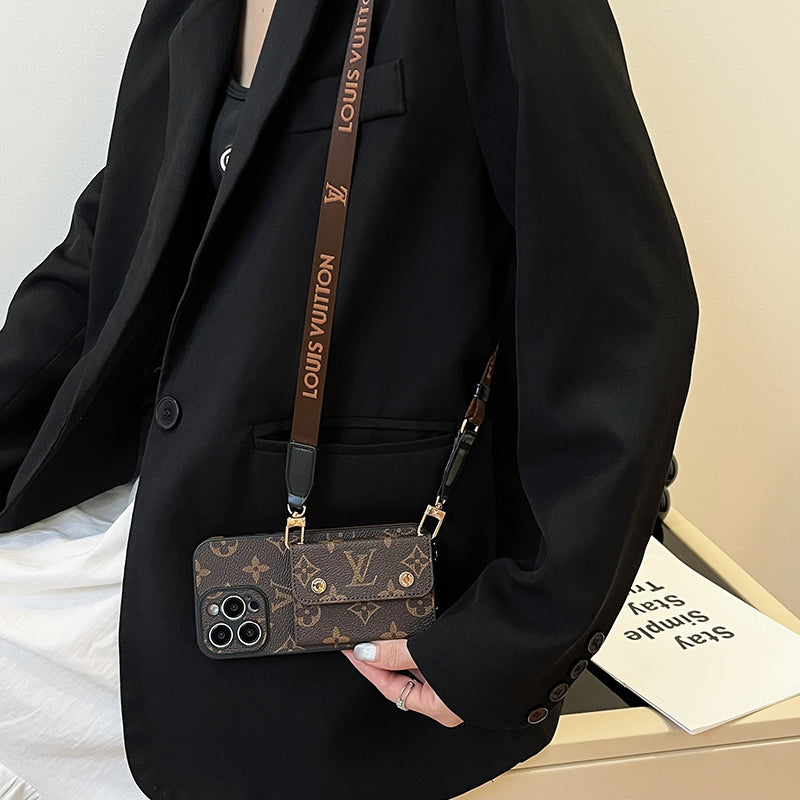Luxusní Card Bag Řetízek Hnědé pouzdro na iPhone