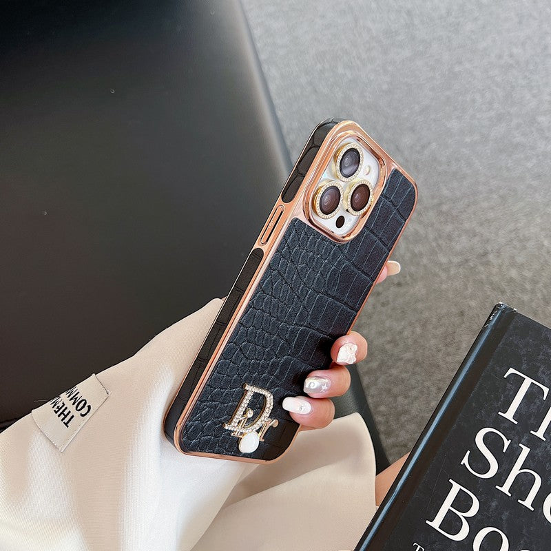 Fashion Diamond Logo Rose Guld iPhone etui