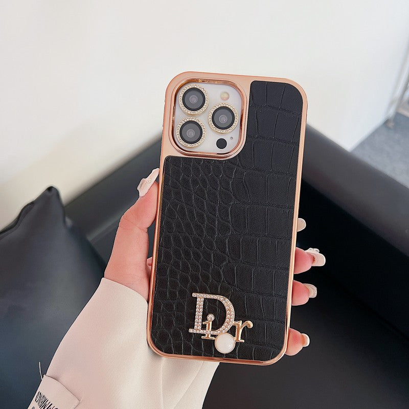 Fashion Diamond Logo Rose Guld iPhone etui