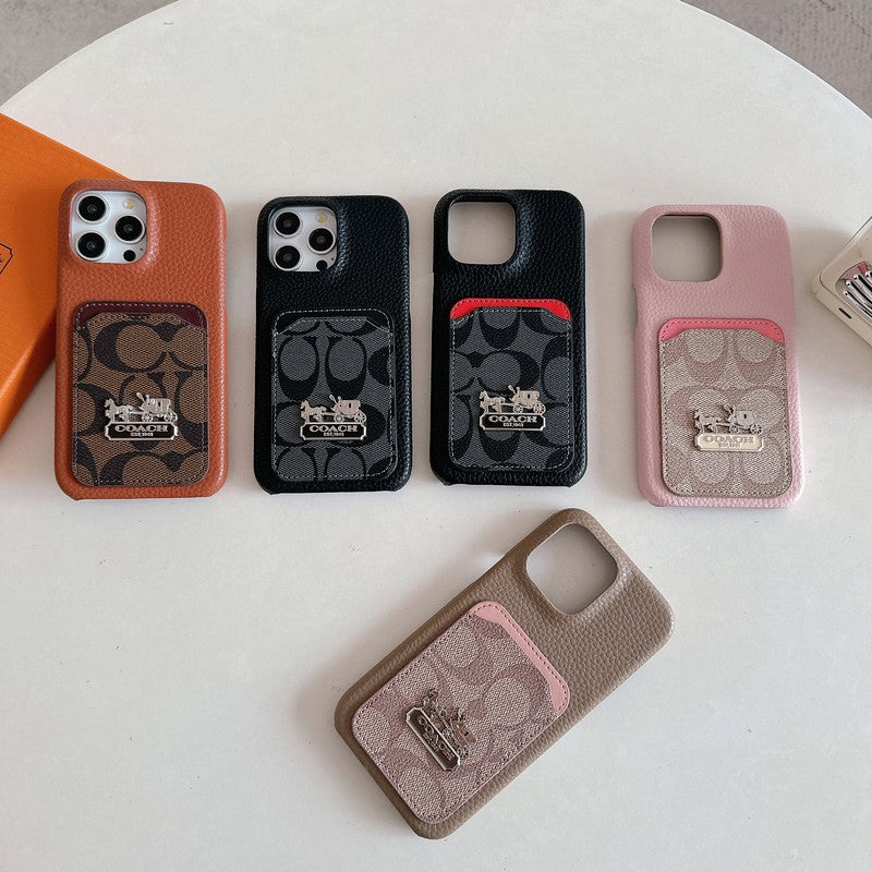 Klassische iPhone-Hülle aus Leder mit Kartenetui