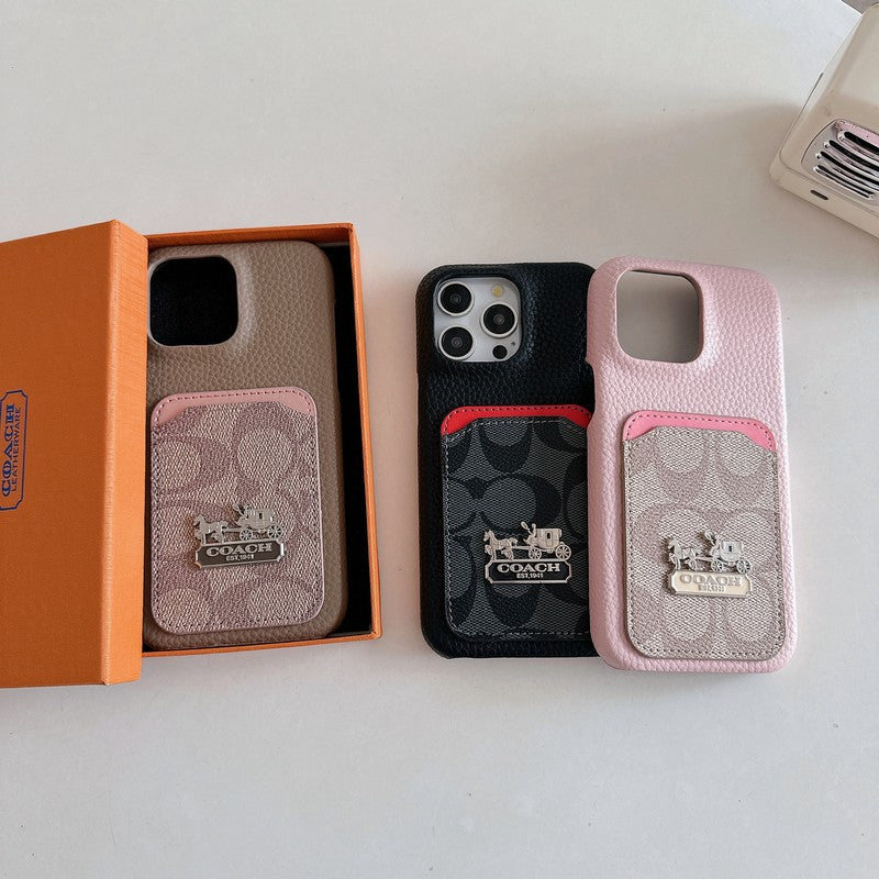 Klassische iPhone-Hülle aus Leder mit Kartenetui