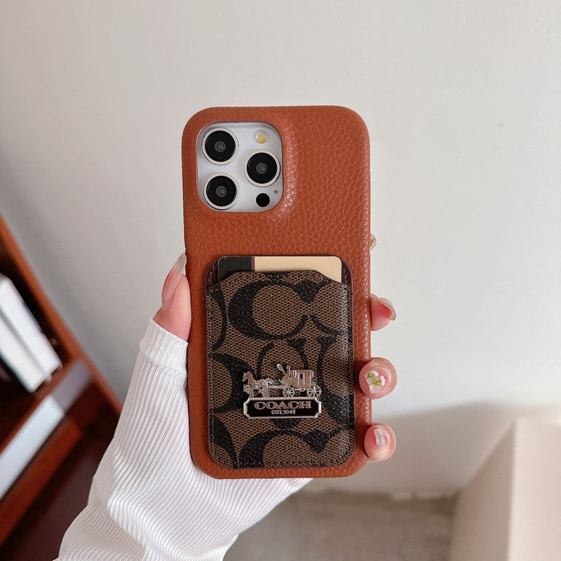 Klassische iPhone-Hülle aus Leder mit Kartenetui