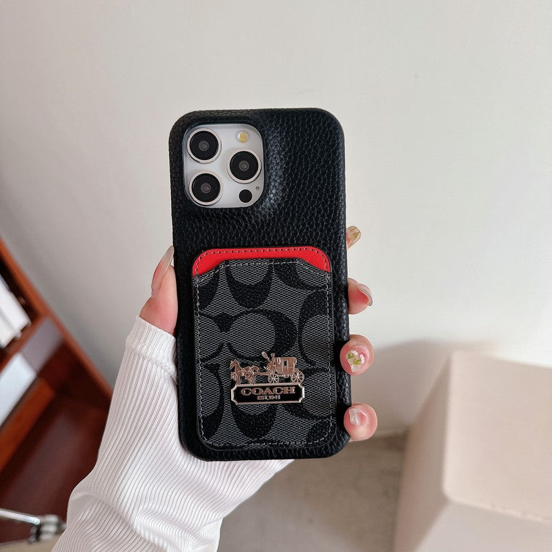 Klassische iPhone-Hülle aus Leder mit Kartenetui