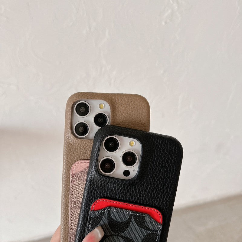 Klassische iPhone-Hülle aus Leder mit Kartenetui