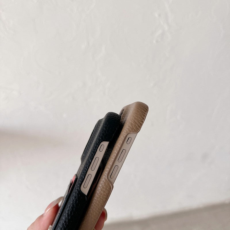 Klassische iPhone-Hülle aus Leder mit Kartenetui