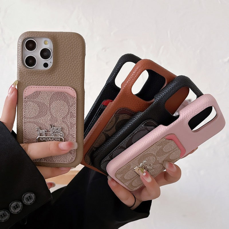 Klassische iPhone-Hülle aus Leder mit Kartenetui
