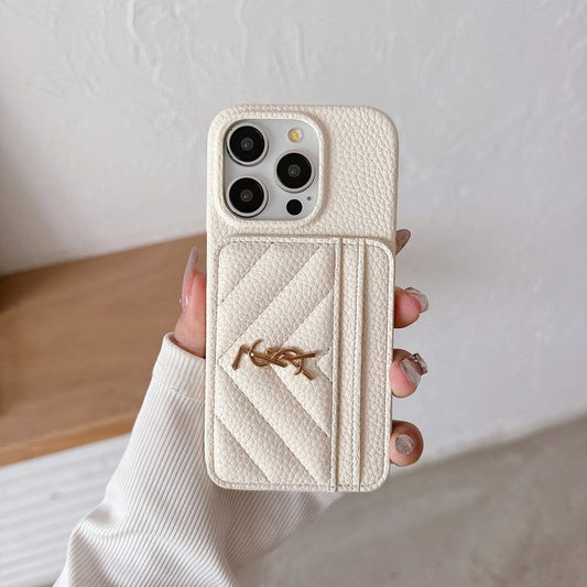 Custodia per iPhone in pelle colorata con borsa Saint Card