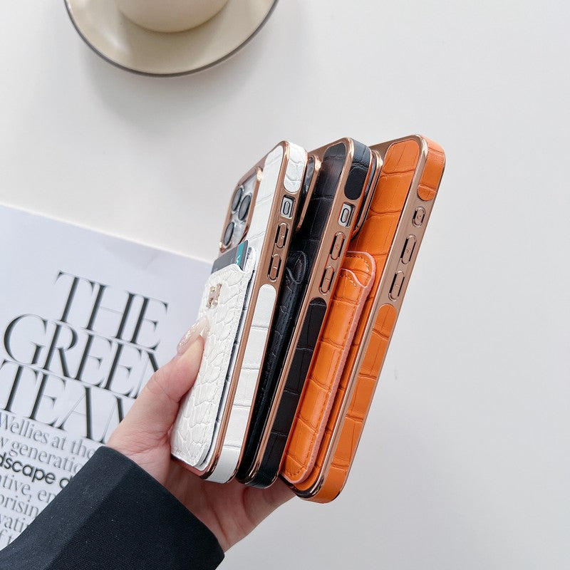 H Rose Gold kožené pouzdro na iPhone