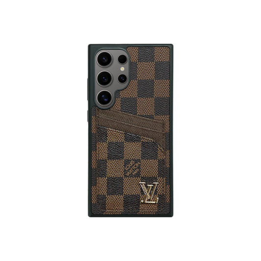 Custodia marrone a quadri per portacarte semplice | SAMSUNG
