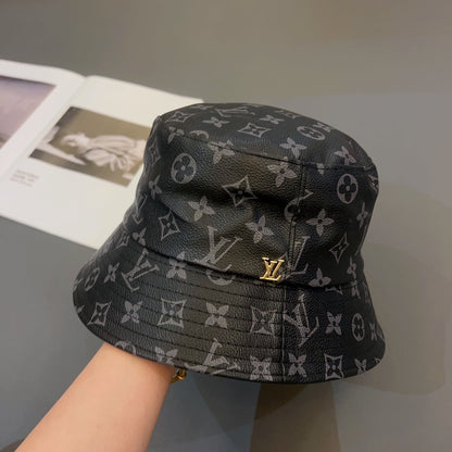 Luxury Monogram Leather Bucket Hat | Luxury Designer 1v Hat