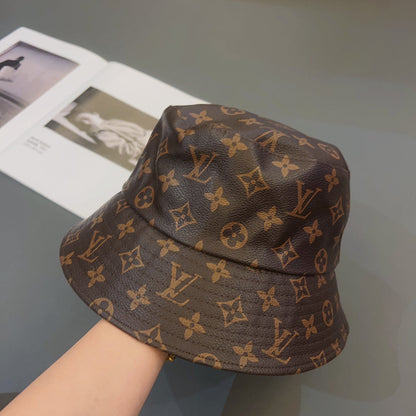 Luxury Monogram Leather Bucket Hat | Luxury Designer 1v Hat