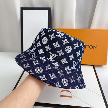 Luxury Monogram Denim Bucket Hat | Luxury Designer 1v Hat