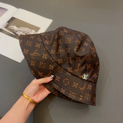 Luxury Monogram Leather Bucket Hat | Luxury Designer 1v Hat
