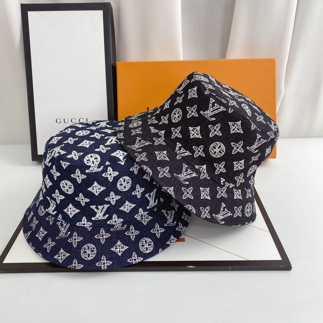 Luxury Monogram Denim Bucket Hat | Luxury Designer 1v Hat