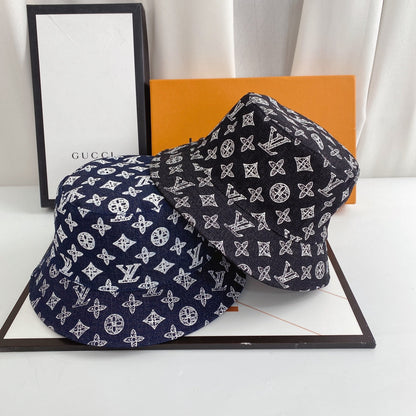 Luxury Monogram Denim Bucket Hat | Luxury Designer 1v Hat