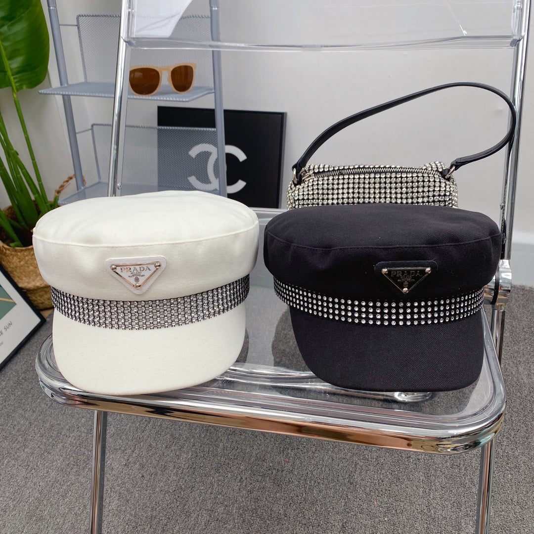 Fashion Triangle Logo Cotton Beret | Luxury Designer French Hat