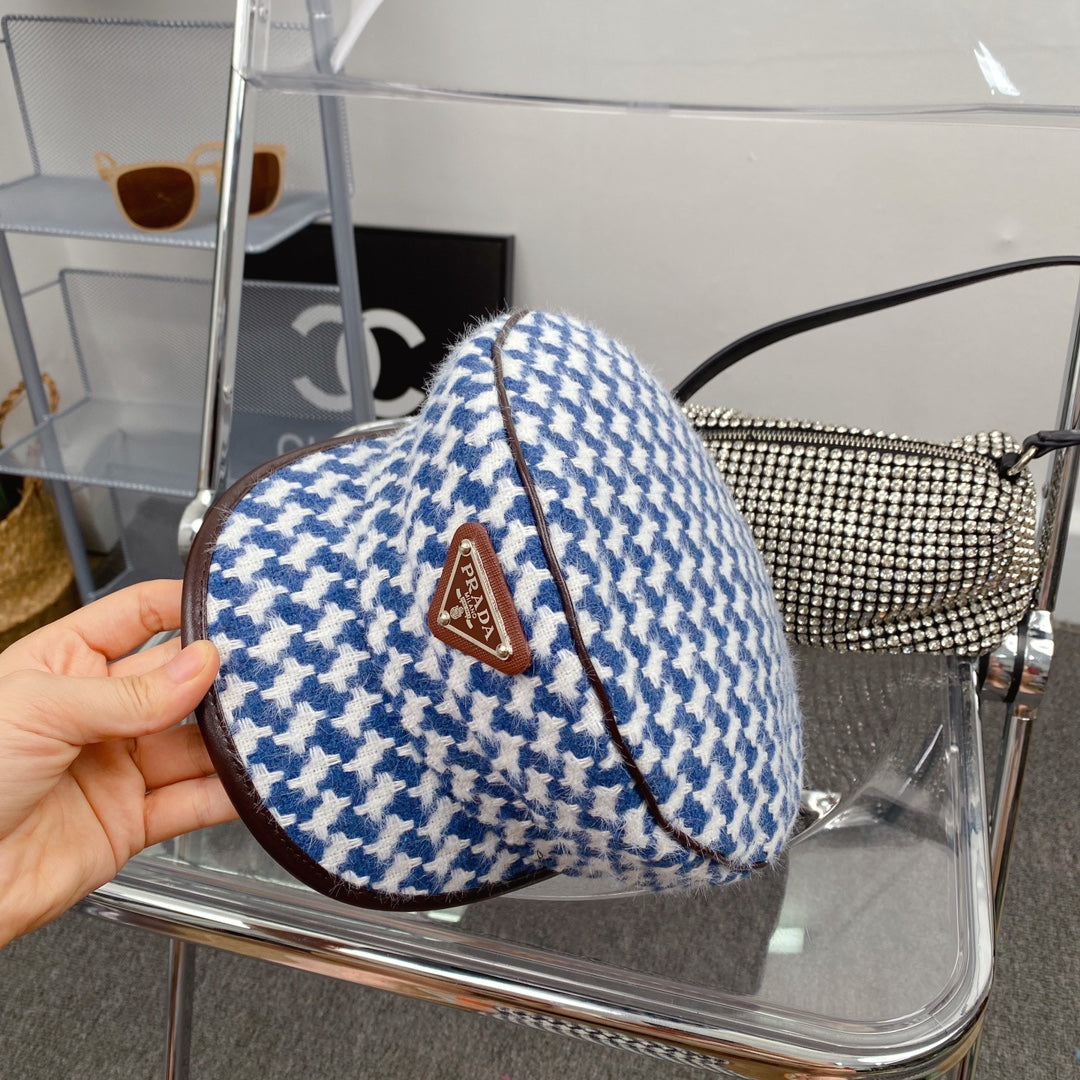 Fashion Houndstooth Cotton Bucket Hat | Luxury Designer Checkered Sun Hat